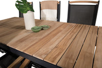 Posisjonsstol Panama & Mexico 2-pakk + Spisebord rektangulært 180 x 90 – svart og natur