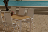Rektangulært spisebord Etna & Levanzo 210 x 90 + posisjonsstol 2-pakk – beige