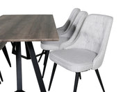 Spisegruppe Marina & Velvet Deluxe 180 x 90 + spisestol 2-pakk – natur og grå
