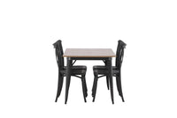 Spisestol Crosett & Tempe 2-pakk + Spisebord rektangulært 140 x 80 – svart og valnøtt