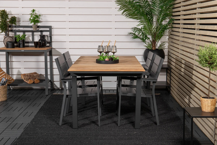 Spisestol Levels & Mexico 2-pakk – svart + Rektangulært spisebord 180 x 90 – natur