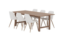 Spisegruppe Night & Count 2-pakk stoler og rektangulært spisebord 220 x 100 – beige og brun