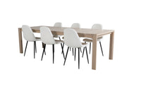 Spisegruppe Slider & Polar 170 x 95, 2-pakk – hvitvasket og hvit