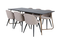 Spisegruppe Petra & Velvet 190 x 90 2-pakk – svart og beige