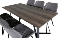 Spisegruppe Gemma & Marina 2-pakk + rektangulært spisebord 180 x 90 – grå og natur