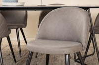 Spisegruppe Petra & Velvet rektangulær 190 x 90 + spisestoler 2-pakk – svart og grå