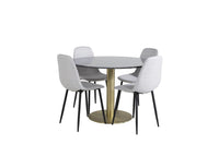 Spisegruppe Polar & Estelle 2-pakk + rundt spisebord ⌀106 – grå og mørk grå