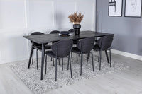 Spisegruppe Sleek & Vault 195 x 95 + spisestoler 2-pakk – svart