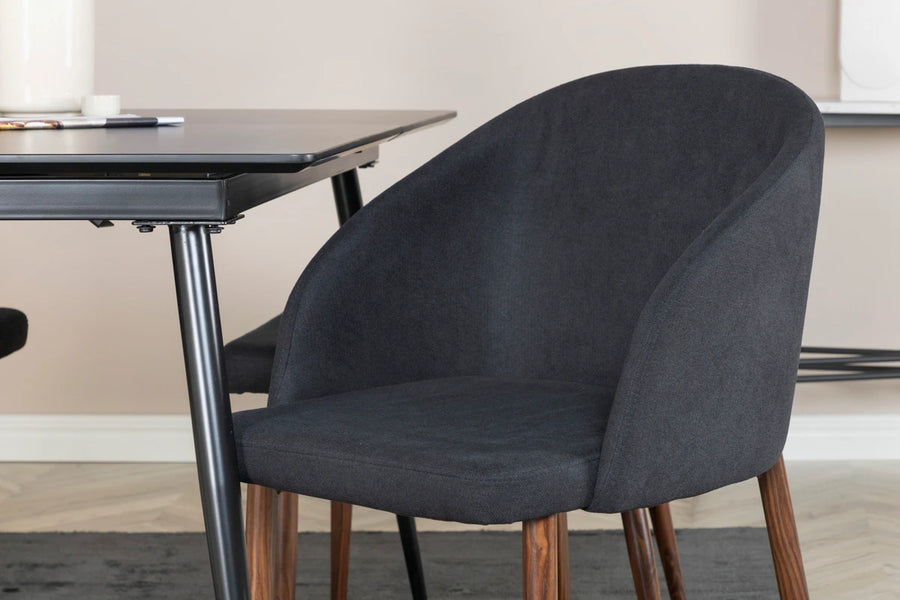 Spisegruppe Silar & Arch 120 x 80 + 2-pakk spisestoler – svart