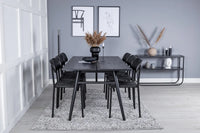 Spisegruppe Sleek & Polly 195 x 95 + 2-pakk – svart
