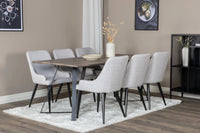 Spisestol Plaza & Marina 2-pakk + Rektangulært spisebord 180 x 90 – grå og natur
