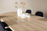 Spisestol Polar & Bootcut 2-pakk + Spisebord ovalt 230 x 115 – svart og natur