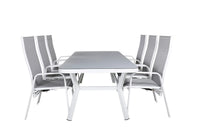 Spisebord Virya & Copacabana 200 × 100 + reclinerstol 2-pakk – hvit og grå
