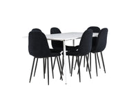 Spisestol Polar & Silar 2-pakk + Rektangulært spisebord 180 x 90 – svart og hvit