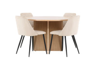 Spisestol Night & Strada 2-pakk – beige + Spisebord rektangulært ⌀120 – whitewash