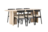 Spisestol Ven & Tyresö 2-pakk – svart + Spisebord ovalt 220 x 100 – hvitvasket