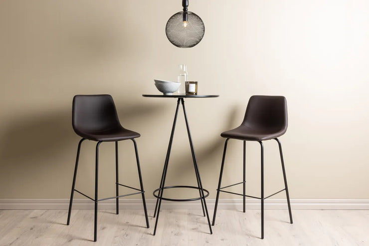 Barstol Alexi & Bistro 2-pakk + barbord ⌀60 – brun og svart
