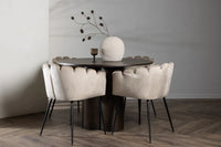 Spisegruppe Limhamn & Olivia rund ⌀110 – beige og mokka