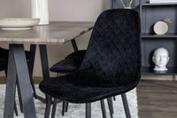 Spisestol Polar & Marina 2-pakk – svart + Rektangulært spisebord 180 x 90 – natur