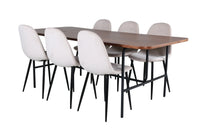 Spisegruppe Uno & Polar 200 x 90 + spisestol 2-pakk – natur og beige