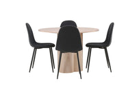 Spisegruppe Polar & Olivia 2-pakk + Rundt spisebord ⌀110 – svart og hvitlasert