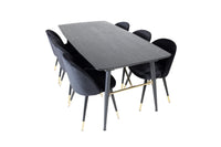 Spisegruppe Gold & Velvet 180 x 85 med 2-pakk spisestoler – svart