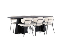 Spisegruppe Bootcut & Chico Oval 230 x 115 + spisestol 2-pakk – svart og hvit