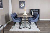 Spisestol Plaza & Marina 2-pakk – blå + rektangulært spisebord 180 x 90 – natur