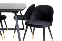 Spisestol Velvet & Inca 2-pakk + Rektangulært spisebord 160 x 85 – svart