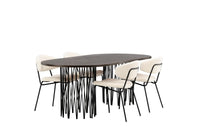 Spisegruppe 2-pakk oval 220 x 100 – hvit og mokka