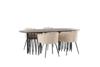 Spisegruppe Limhamn & Stone + Ovalt 220 x 100 – beige og mokka