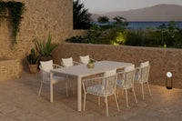 Spisegruppe 200 x 90 + spisestoler 2-pakk – beige og hvit