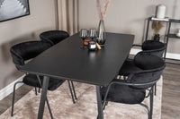 Spisestol Arrow & Inca 2-pakk + rektangulært spisebord 160 x 85 – svart