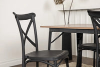 Spisestol Crosett & Tempe 2-pakk + Spisebord rektangulært 140 x 80 – svart og valnøtt