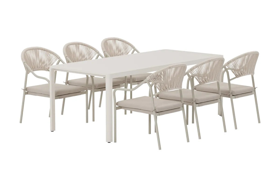 Spisegruppe Giardini & Paros rektangulær 200 x 90 – beige