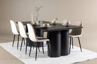 Spisestol Polar & Olivia 2-pakk + rektangulært spisebord 210 x 100 – beige og svart