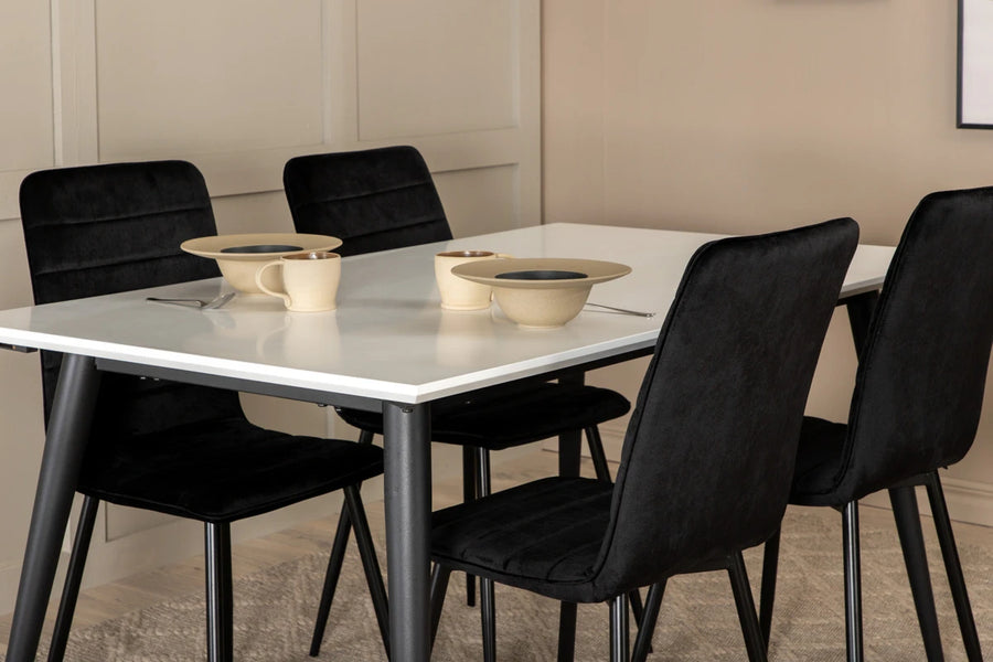 Spisegruppe Jimmy & Windu 150 x 90 – hvit og svart
