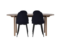 Spisestol Polar & Andy 2-pakk – svart + Spisebord ovalt 180 x 90 – natur