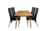 Spisegruppe Julian & Copacabana rektangulært spisebord 210 x 100 + 2-pakk reclinerstoler – natur og svart