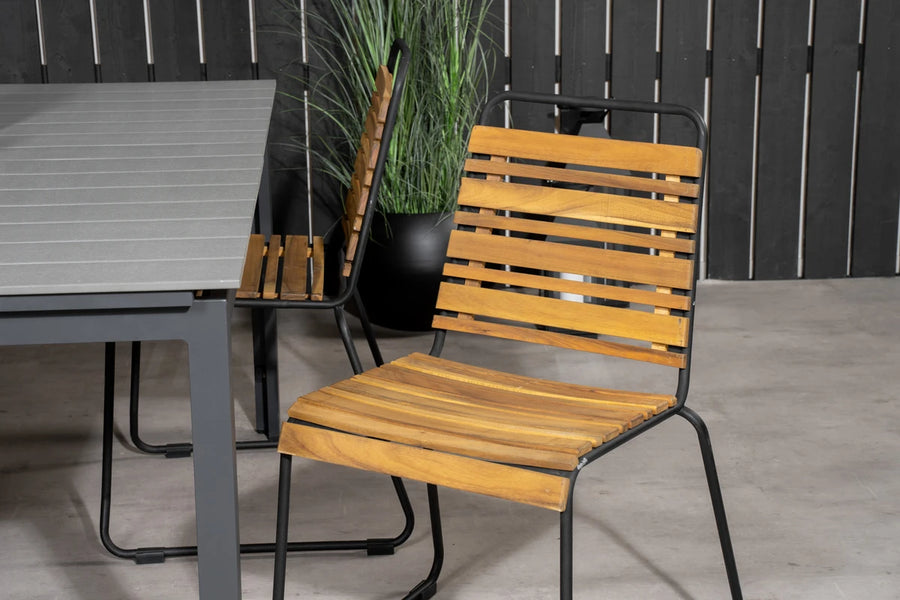Spisebord rektangulært 160 x 100 + spisestol 2-pakk – svart og natur
