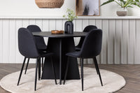 Spisestol Polar & Bootcut 2-pakk + Spisebord rundt ⌀110 – svart