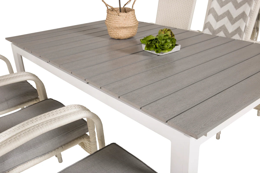 Spisebord Levels & Anna 160 x 100 + 2-pakk spisestol – hvit