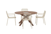 Spisegruppe Peking & Rosario 2-pakk, rundt bord ⌀140 – beige og brun