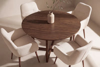 Spisestol Tomorrow & Durango 2-pakk – beige + Spisebord rundt ⌀120 – valnøtt