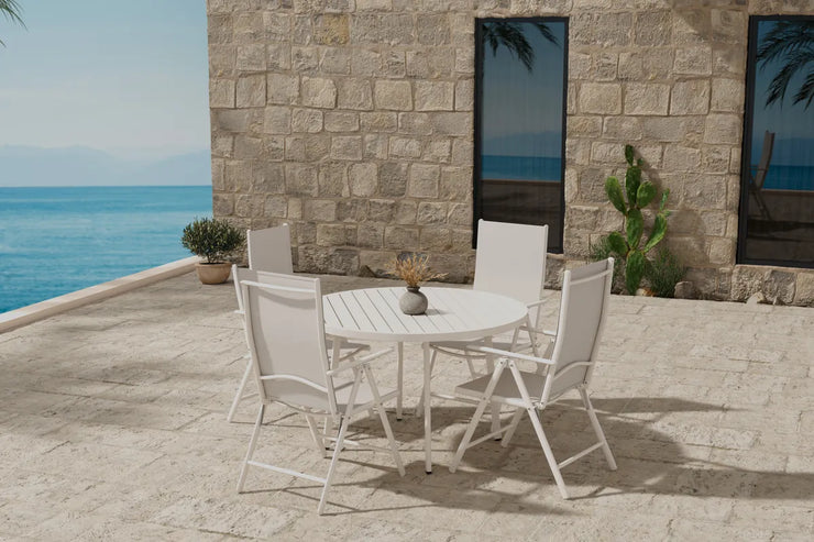 Spisestol Break & Giardini 2-pakk + Spisebord rundt Ø120 – beige