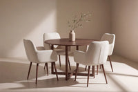 Spisestol Tomorrow & Durango 2-pakk – beige + Spisebord rundt ⌀120 – valnøtt