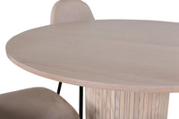 Spisebord Bianca & Polar rundt ⌀110 + Spisestol 2-pakk – whitewash og beige
