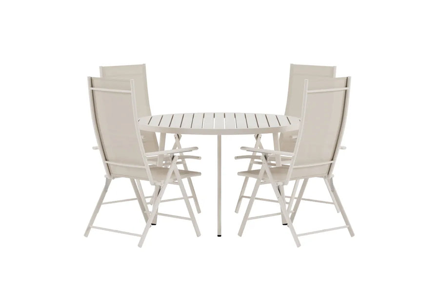 Posisjonsstol Levanzo & Giardini 2-pakk + Spisebord rundt Ø120 – beige