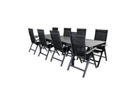 Posisjonsstol Albany & Levels 2-pakk + Rektangulært spisebord 229 × 100 – svart
