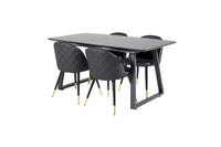 Spisestol Velvet & Inca 2-pakk + Rektangulært spisebord 160 x 85 – svart